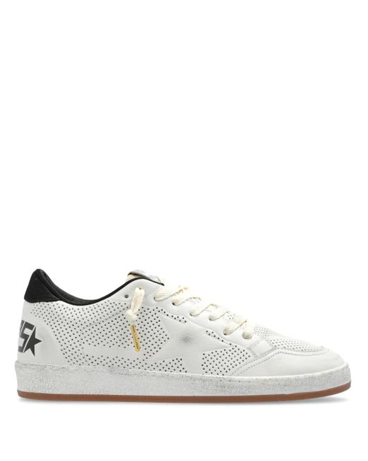 Golden Goose Deluxe Brand White Low-Top Sneakers With Distressed Leather Finish for men