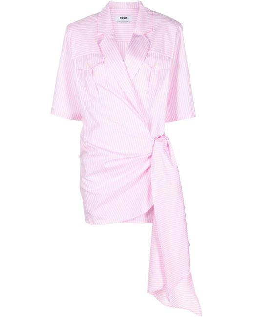 MSGM Pink Gestreiftes Hemdkleid