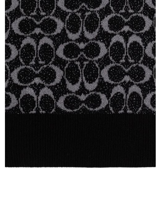 COACH Black Logo-Pattern Scarf