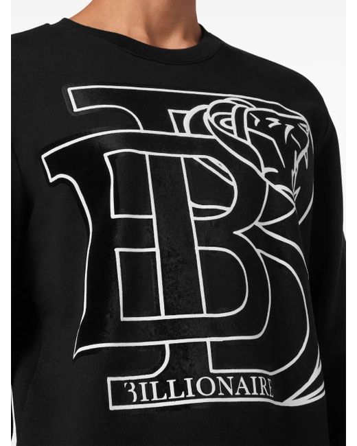 Billionaire Black Logo-Print Cotton Sweatshirt for men