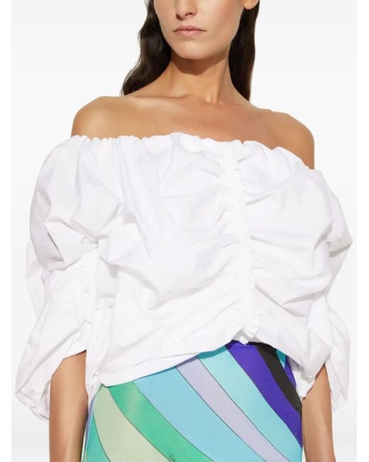 Emilio Pucci Blue Puff-Sleeve Printed Dress