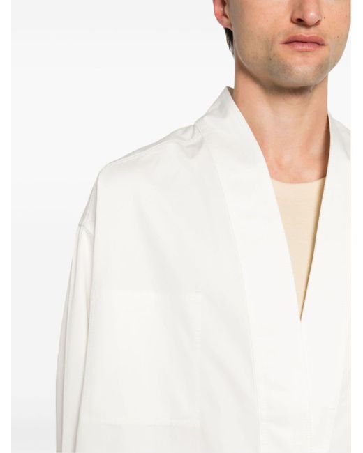 Mordecai White Cotton Gabardine Shirt for men