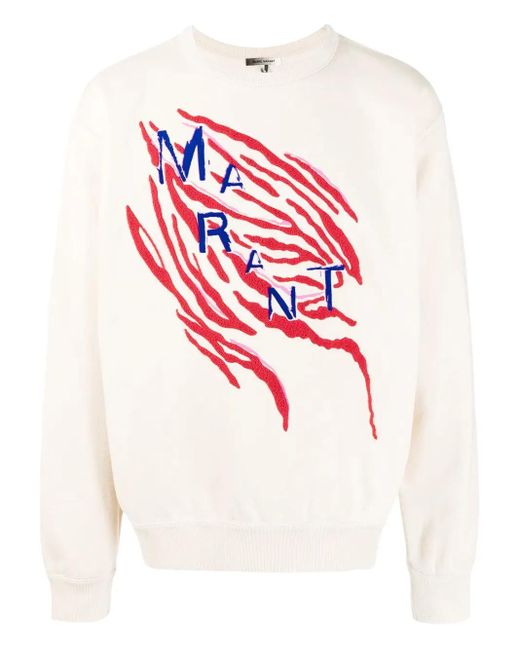 Isabel Marant Besticktes Sweatshirt mit Tigerstreifen in White für Herren