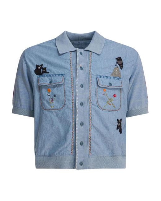 Camicia Con Ricamo di Kapital in Blue da Uomo
