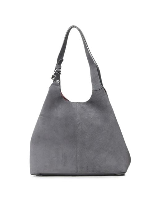 Coccinelle Gray Large C-Easy Suede-Leather Tote Bag