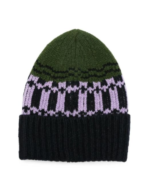 Marni Green Logo-Patch Beanie Hat