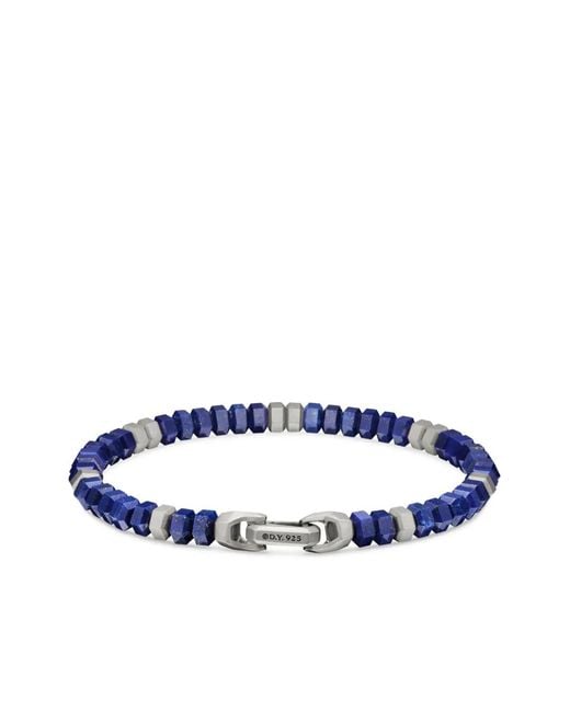 David Yurman Blue Sterling Hex Bead Bracelet (6Mm) for men