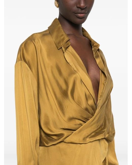 ANDAMANE Metallic Paloma Long-Sleeve Maxi Dress