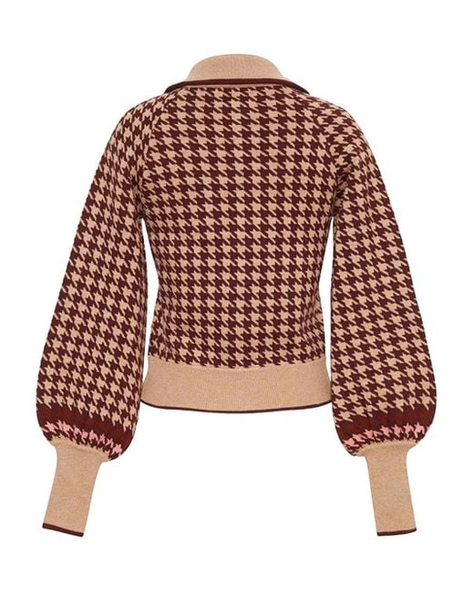 Cardigan Lyss À Motif Pied-De-Poule Cara Cara en coloris Red