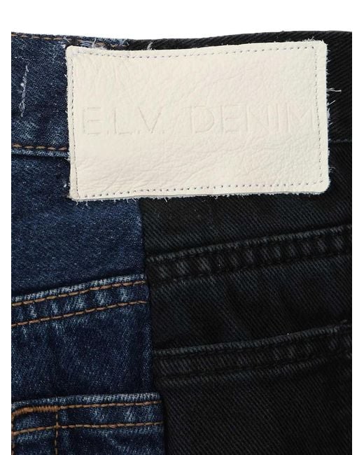 E.L.V. Denim Blue Dark Panelled Flare Jeans