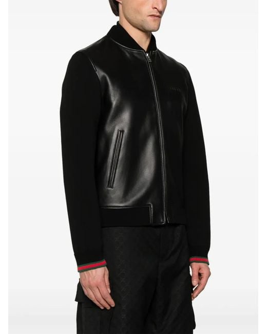 Gucci Black Nappa Leather Bomber Jacket for men