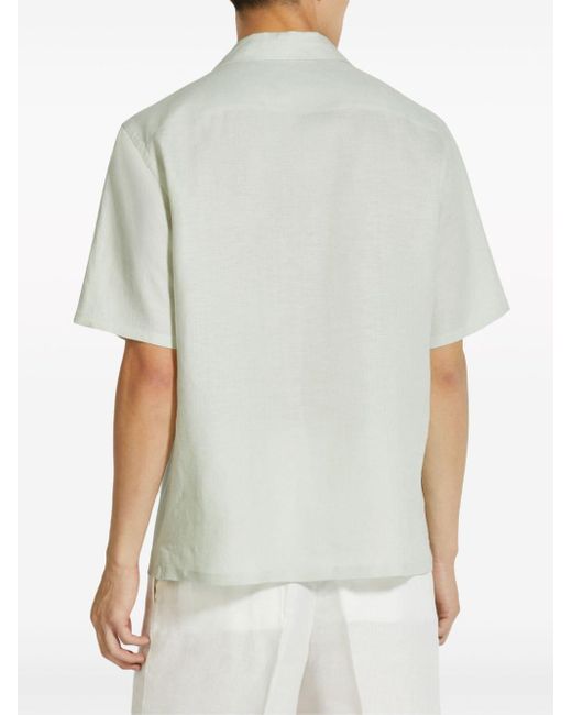 Zegna Green Oasi Short-sleeve Linen Shirt for men