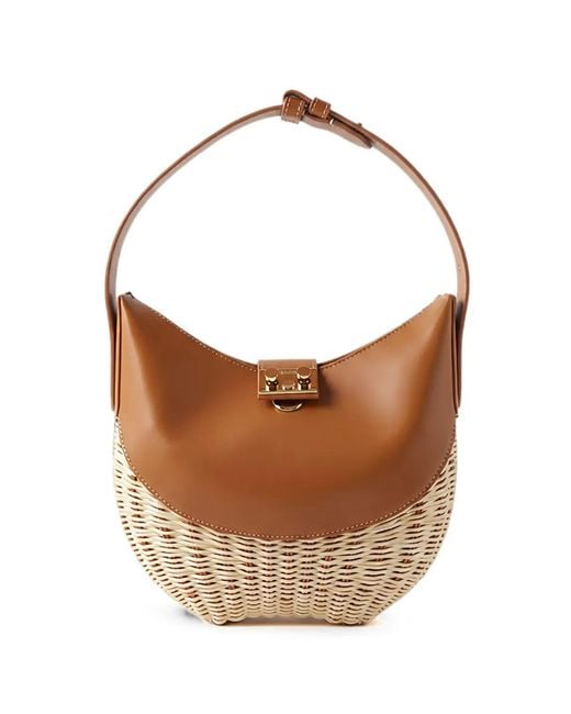 Rodo White Small Paris Wicker Leather Tote Bag
