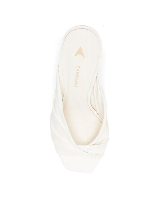 Carrano White Ruched Mules
