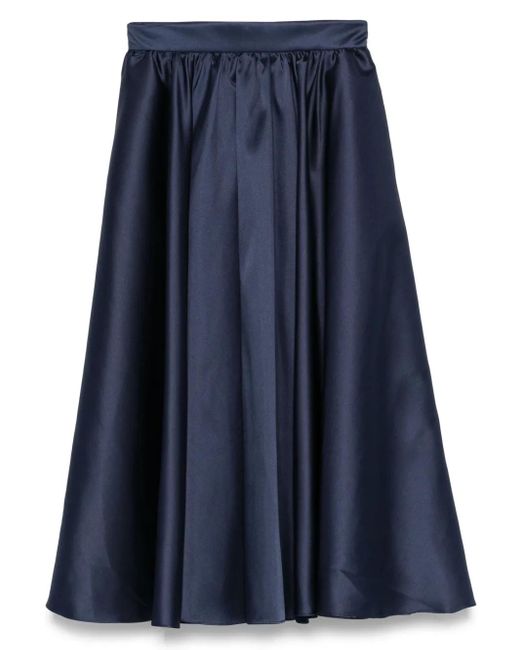 Blanca Vita Satin Midi Skirt Blue