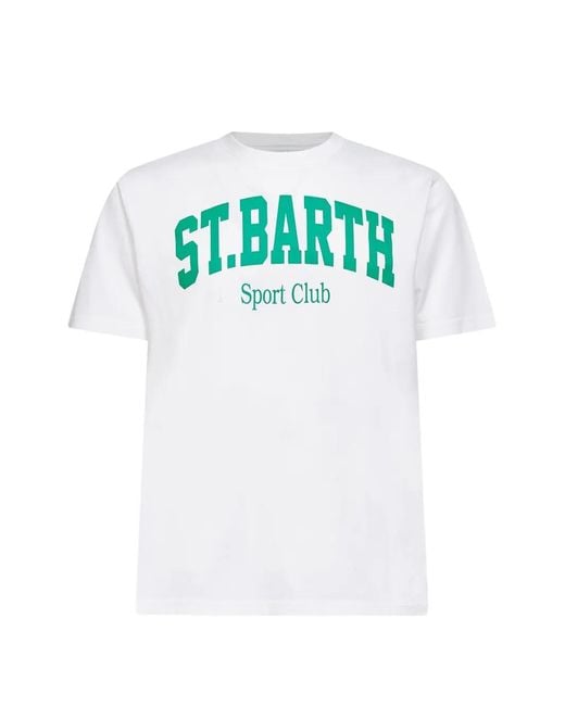 Mc2 Saint Barth White Cotton Sport Club-Print Denver T-Shirt for men