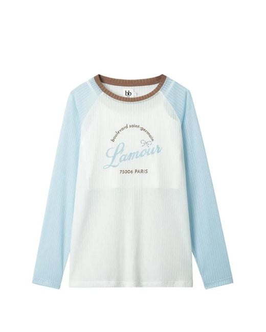 B+ AB Blue Long-Sleeve Graphic Top