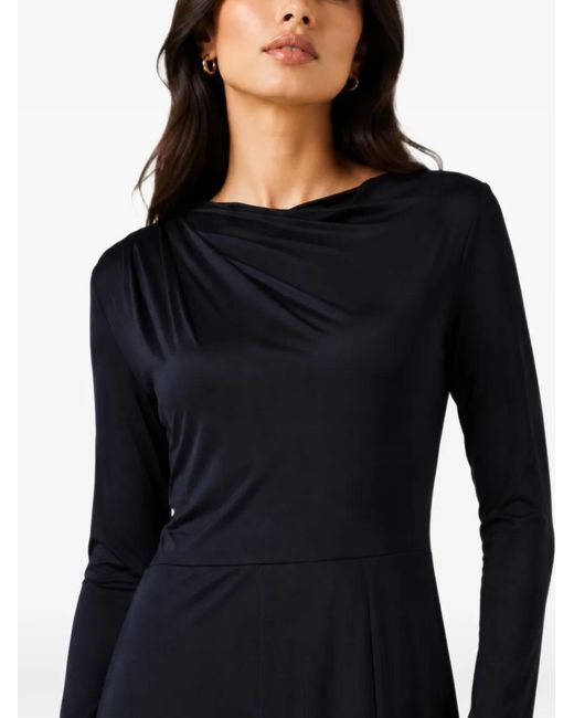 Fabiana Filippi Blue Draped Long-Sleeved Maxi Dress