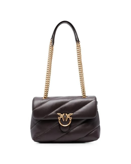 Pinko Black Small Love Quilted Shoulder Bag