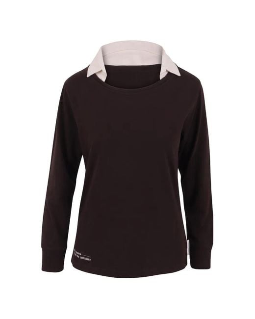 NOUMENO CONCEPT Black Layered-Collar Long-Sleeve T-Shirt