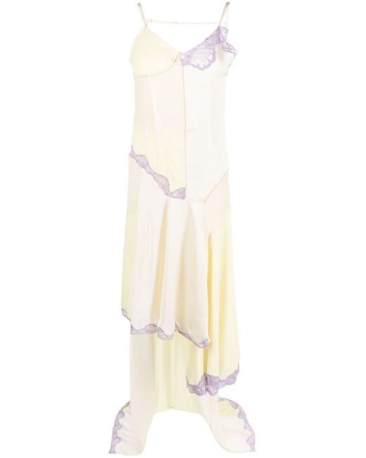 Sportmax White Lace-detail Draped Dress