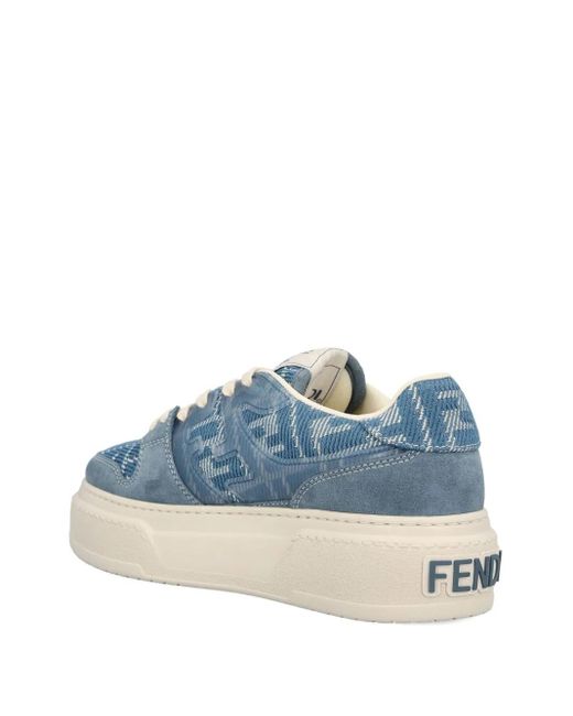 Ff Jacquard Platform Sneakers di Fendi in Blue