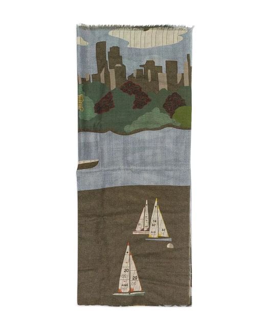 Aimé Leon Dore Green Printed Patchwork Scarf