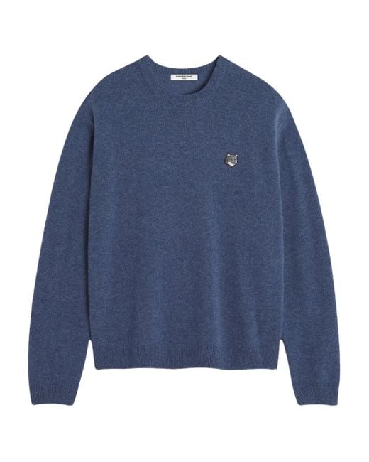 Maison Kitsuné Blue Fox Head Wool Sweater for men