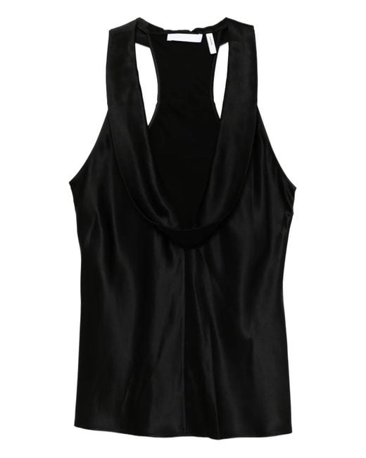 Helmut Lang Black U-Neck Silk Top