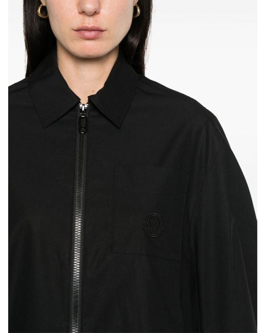 Veste en coton à patch logo Moncler en coloris Black