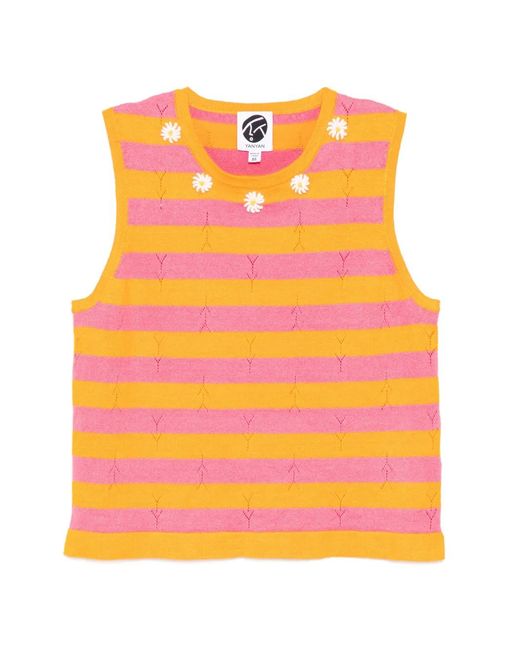 YANYAN KNITS Orange Daisy Tank Top