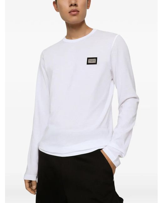 Dolce & Gabbana メンズ ホワイト ロゴタグ ロングTシャツの通販はau