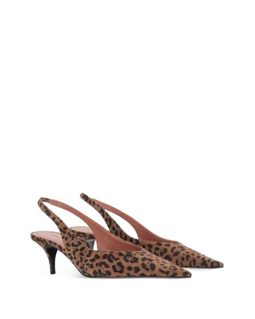AMINA MUADDI Brown 55Mm Anok Animal-Print Slingback Pumps