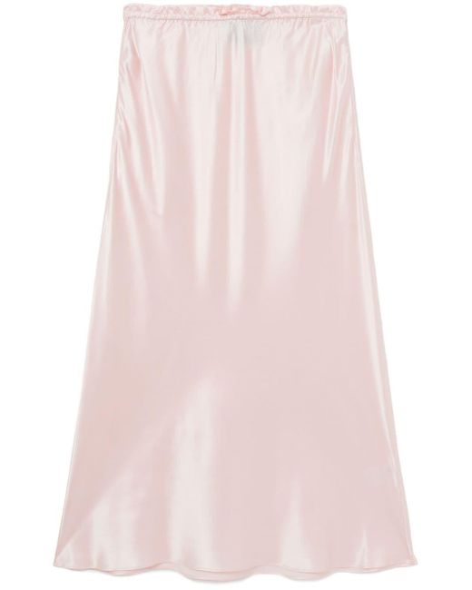 Simone Rocha Pink Silk-satin Midi Skirt