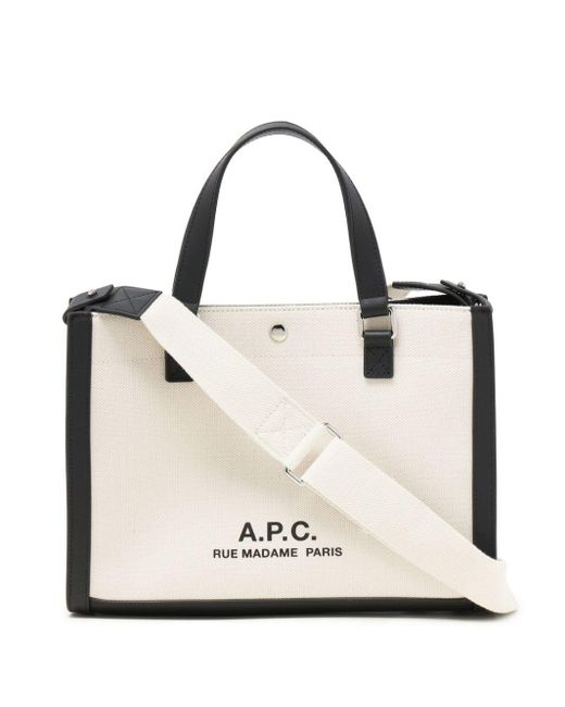 A.P.C. White Camille 2.0 Canvas Shopper Bag