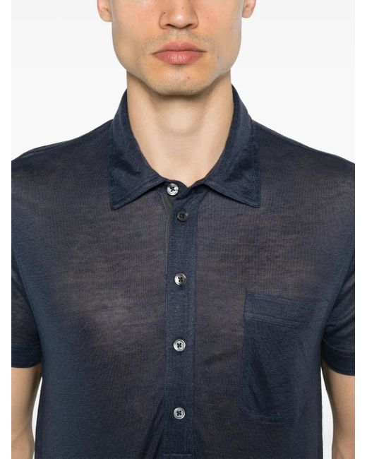 Tom Ford Blue Slub-Texture Polo Shirt for men
