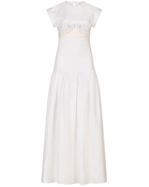 Silvia Tcherassi Hanane Linnen Maxi-jurk in het White
