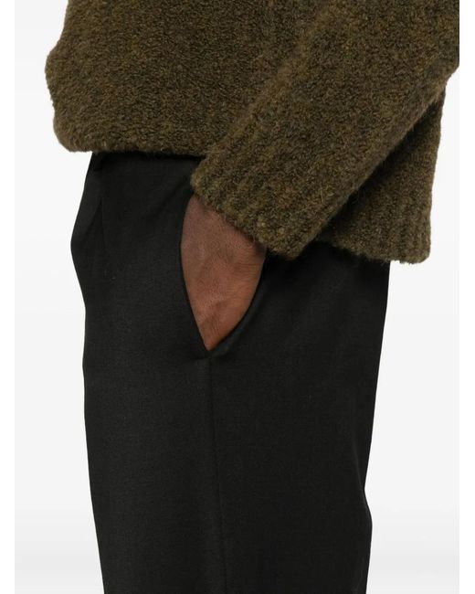 Amaranto Black Pleated-Front Trousers for men
