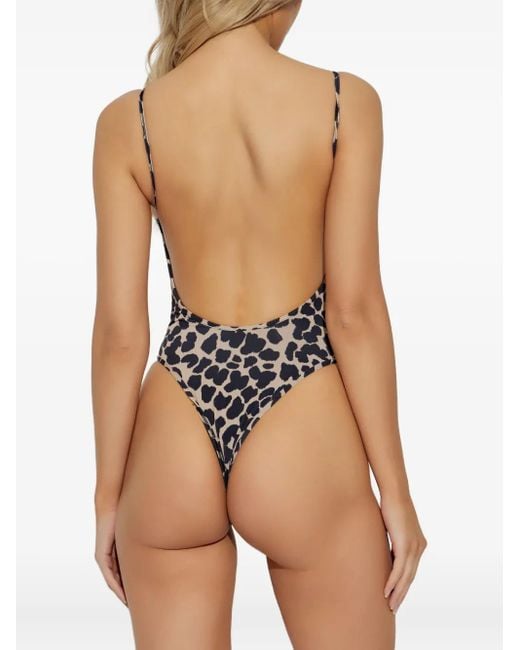 Balmain Black Leopard-Print Swimsuit