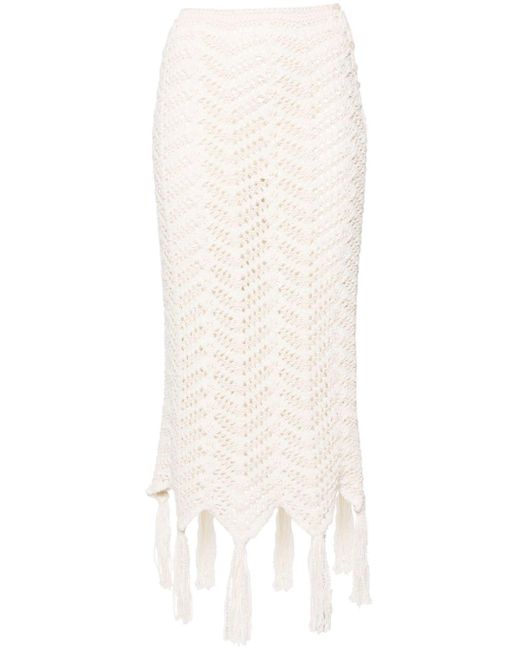 Alanui White Chevron-knit Maxi Skirt