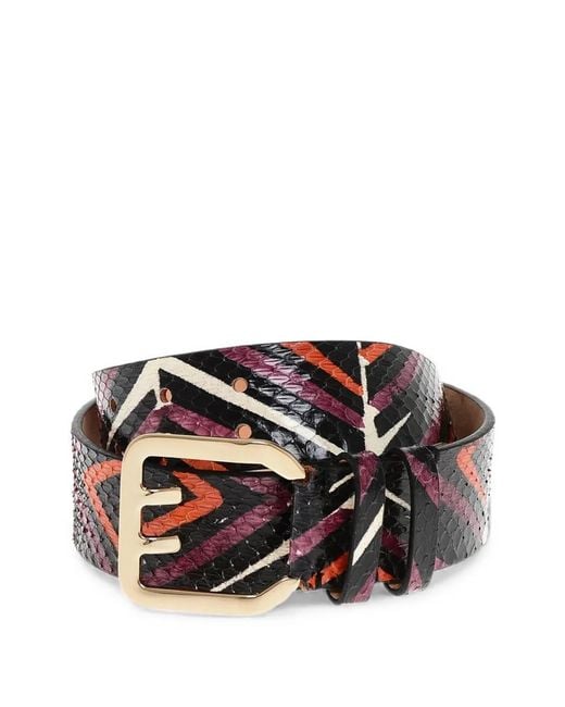 DSquared² White Snakeskin-Effect Abstract-Pattern Belt
