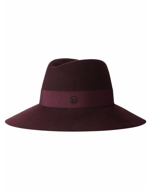 Maison Michel Red Kate Felt Fedora Hat
