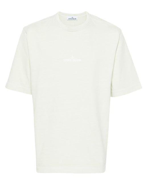 T-shirt en coton à logo imprimé Stone Island pour homme en coloris White