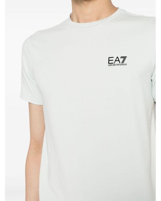 T-shirt con logo goffrato di EA7 in White da Uomo