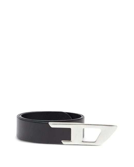 DIESEL White B-D Logo 2.0 Leather Belt
