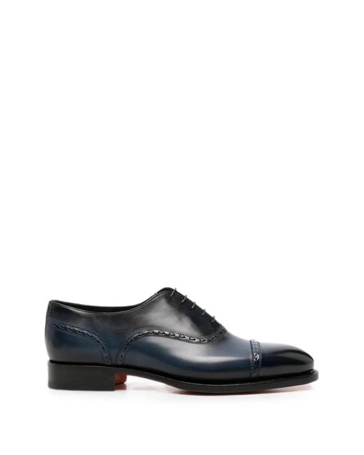 Santoni Blue Brogue-Detail Oxford Shoes for men