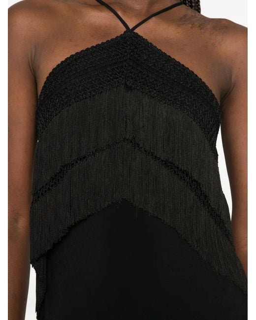 ANDAMANE Black Robe Frangée Reina À Dos Nu