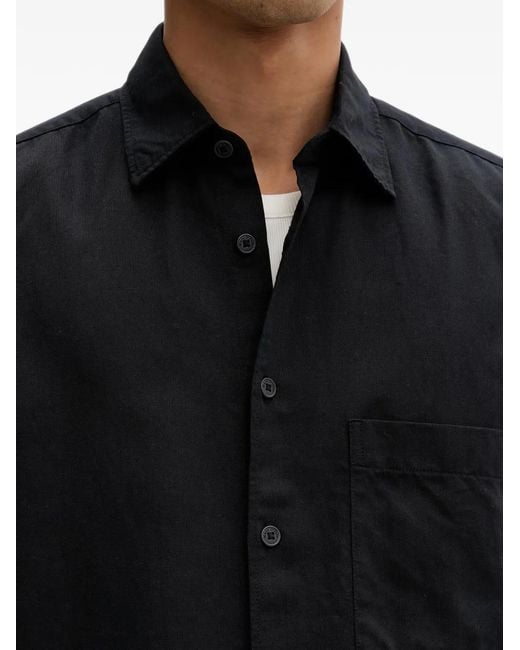 Marc O' Polo Black Short-Sleeved Chest-Pocket Shirt for men