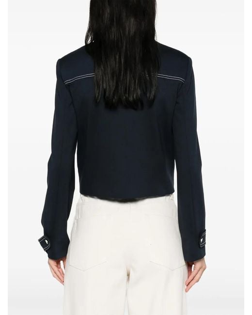 Liu Jo Blue Topstitch Buttoned Jacket