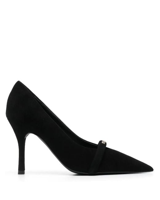 Furla Black 80Mm Logo-Plaque Leather Pumps